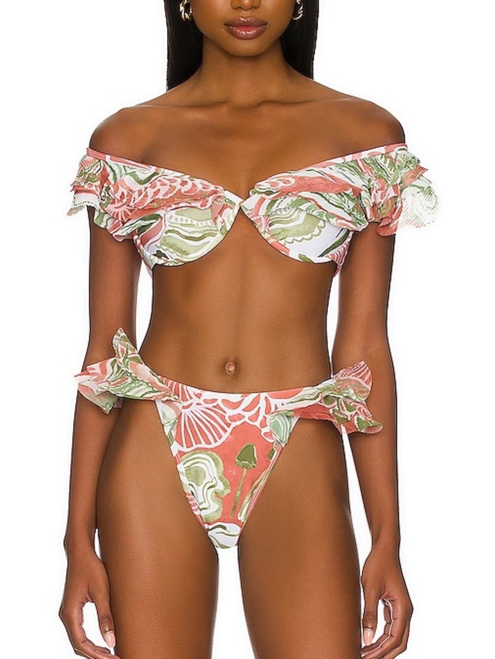 Andrea Iyamah Salama Abstract Mushroom High Rise Ruffle Multi-Way 2 Piece Bikini